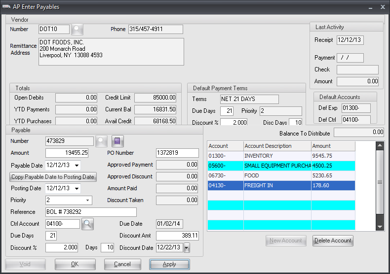 entrée.AP Accounts Payable